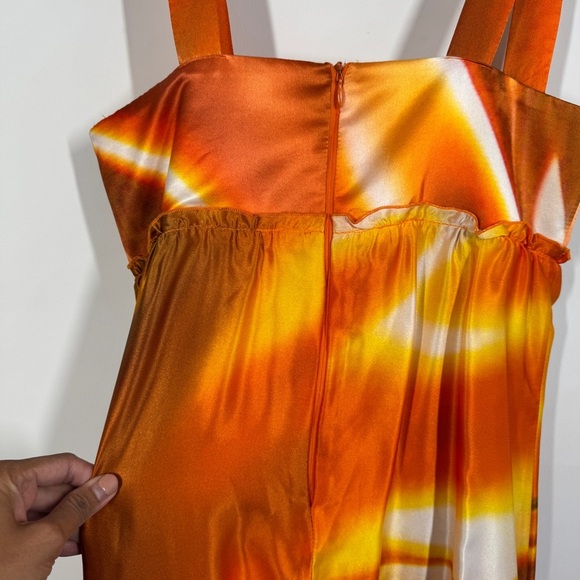 Camelot Orange 100% Silk Maxi Dress Beaded Bodice Size S Formal Evening Gown - Picture 12 of 16